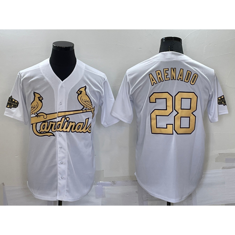 St. Louis Cardinals #28 Nolan Arenado White AmberGomez 2022 All Star Stitched Cool Base Jersey