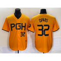 Pittsburgh Pirates #32 Henry Davis Number Yellow AmberGomez 2023 City Connect Stitched Jersey