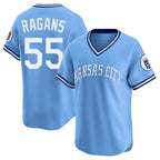 Kansas City Royals #55 Cole Ragans Player Light Blue AmberGomez Limited Throwback Cooperstown Collection T-shirt Stitched Jerseys