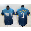 Philadelphia Phillies #3 Bryce Harper Blue AmberGomez 2024 City Connect Limited Stitched Jersey