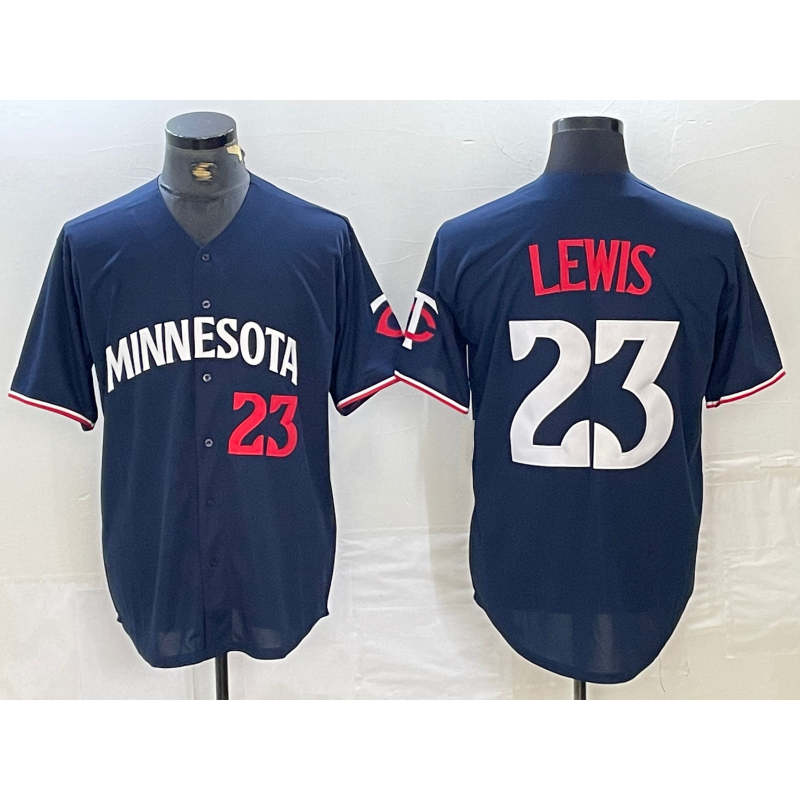 Minnesota Twins #23 Royce Lewis Number 2023 Navy Blue AmberGomez Cool Base Stitched Jersey 2