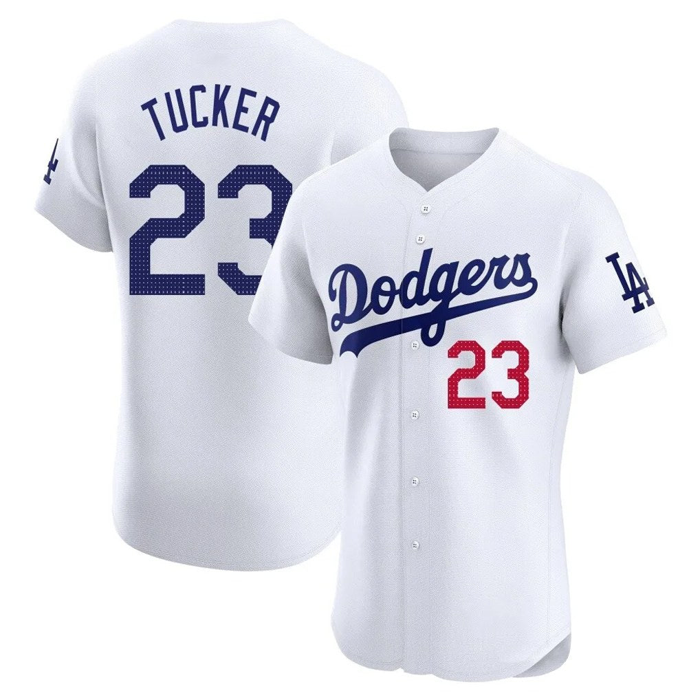 Los Angeles Dodgers #23 Kyle Tucker Player White AmberGomez Limited Elite Home Stitched Jerseys