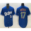 Los Angeles Dodgers #17 Shohei Ohtani Blue Green AmberGomez Stitched Cool Base Jersey 2