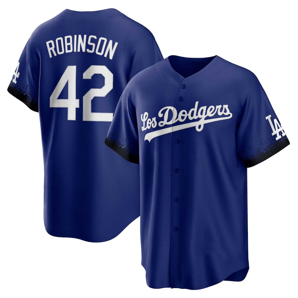 Los Angeles Dodgers #42 Jackie Robinson Royal AmberGomez City Connect Replica Player Jersey