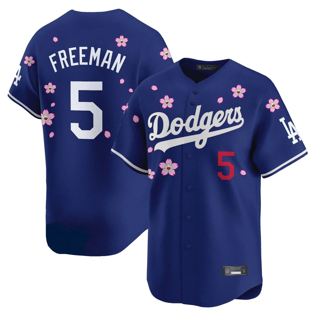 Los Angeles Dodgers #5 Freddie Freeman Player White AmberGomez Tokyo Series Vapor Premier Royal Stitched Jerseys
