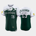 Colorado Rockies #19 Charlie Blackmon 2022 Green AmberGomez City Connect Flex Base Stitched Jersey