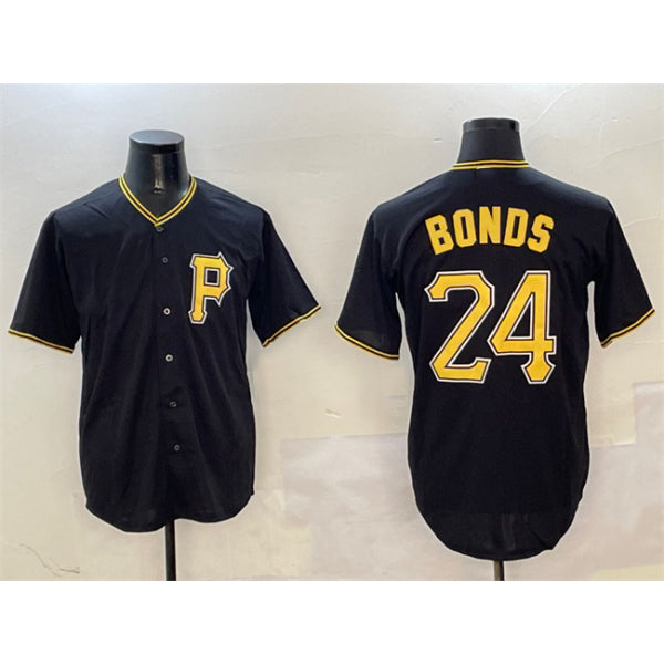 Pittsburgh Pirates #24 Barry Bonds Black AmberGomez Cool Base Stitched Jersey