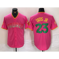 San Diego Padres #23 Fernando Tatis Jr. Pink AmberGomez Cool Base Stitched Jersey 2