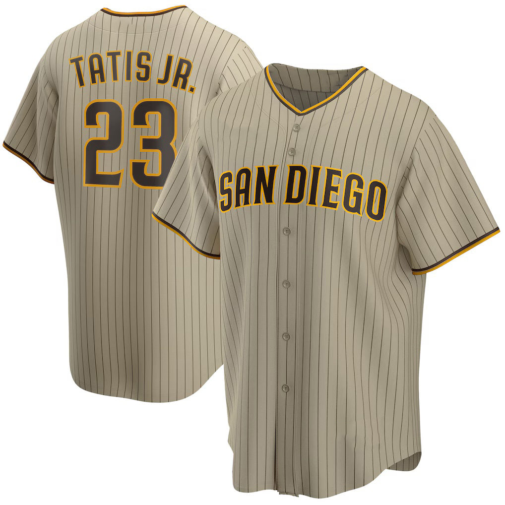 San Diego Padres #23 Fernando Tatis Jr. Tan AmberGomez Alternate Replica Player Jersey