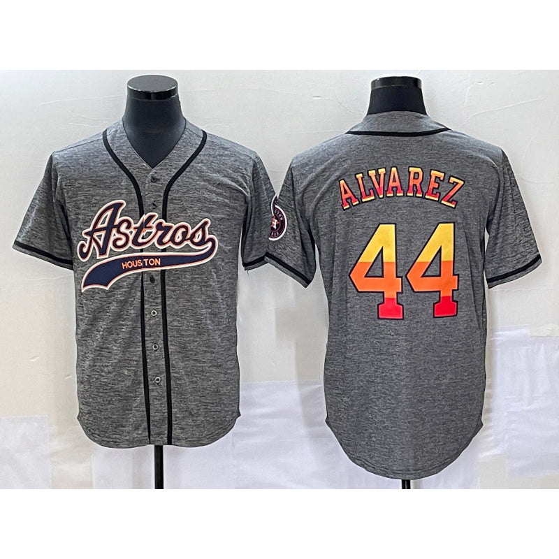 Houston Astros #44 Yordan Alvarez Grey AmberGomez Gridiron Cool Base Stitched Jersey