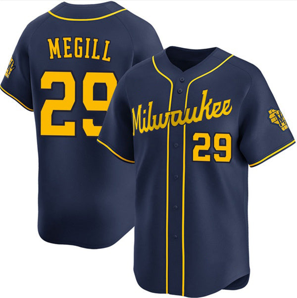 Milwaukee Brewers #29 Trevor Megill Navy AmberGomez Alternate Limited Stitched Jersey