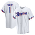 Texas Rangers #1 Dad Home White AmberGomez Replica Jersey