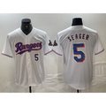 Texas Rangers #5 Corey Seager Number White AmberGomez 2024 Gold Collection Limited Cool Base Jersey