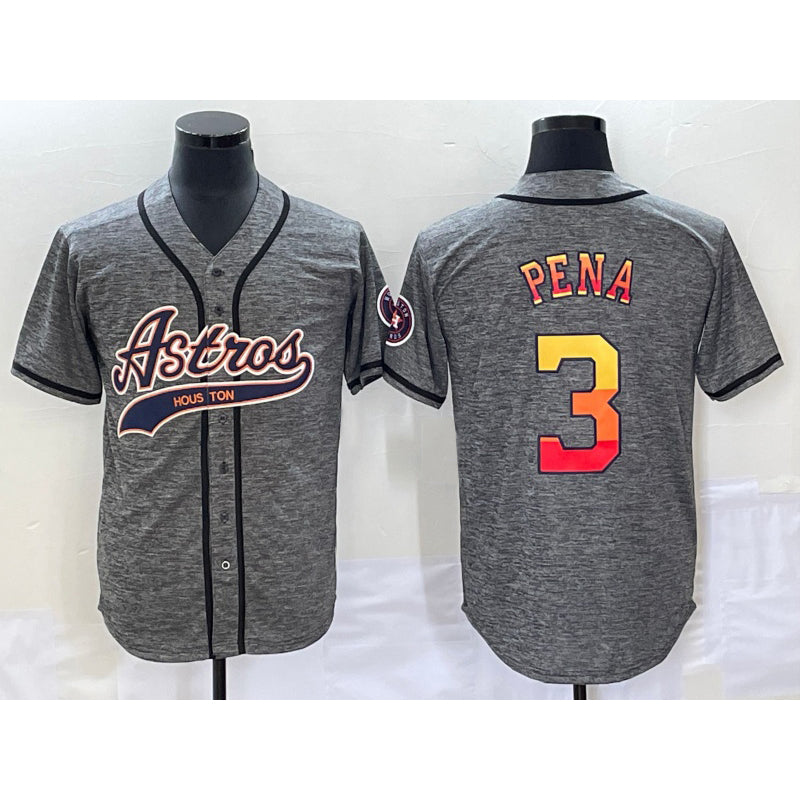 Houston Astros #3 Jeremy Pena Grey AmberGomez Gridiron Cool Base Stitched Jersey