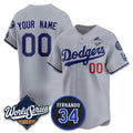 Custom Los Angeles Dodgers ACTIVE PLAYER Gray AmberGomez 2025 World Series With No. 34 Patch Limited Stitched Jersey