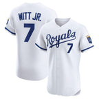 Kansas City Royals #7 Bobby Witt Jr. White AmberGomez Home Elite Player Jersey