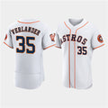 Houston Astros #35 Justin Verlander White AmberGomez 60th Anniversary Flex Base Stitched Jersey