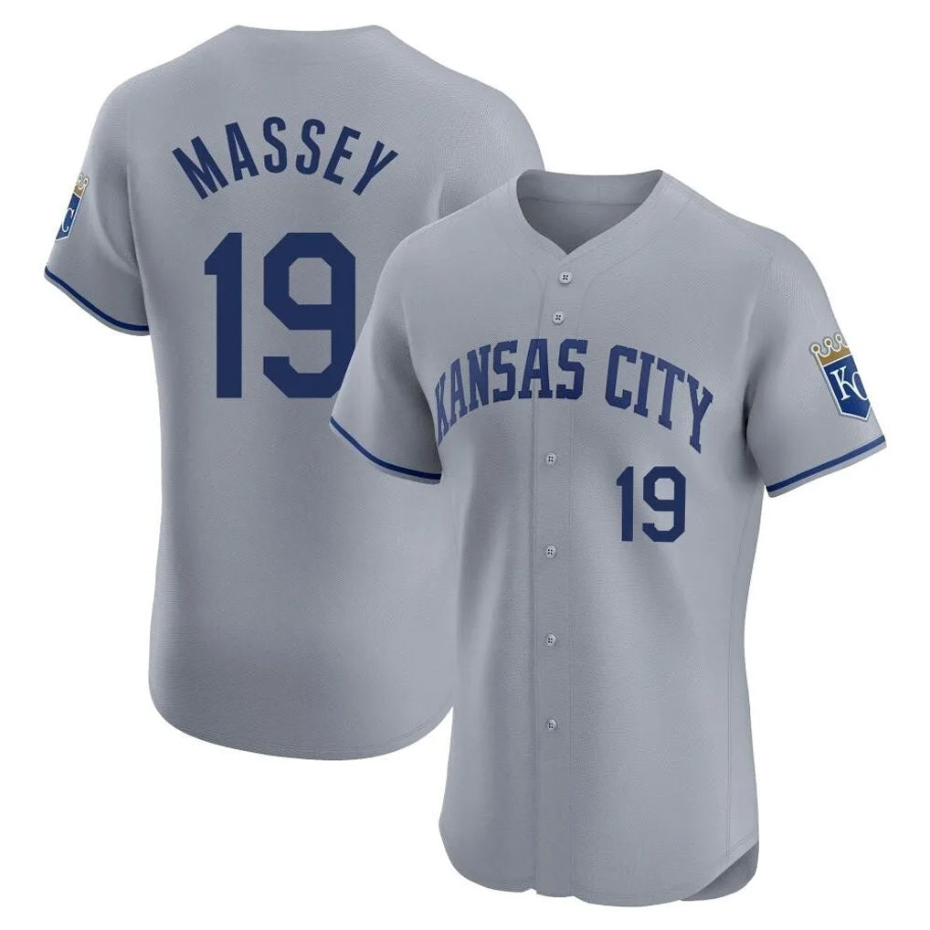 Kansas City Royals #19 Michael Massey Player Gray AmberGomez Limited Elite Home Stitched Jerseys