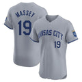 Kansas City Royals #19 Michael Massey Player Gray AmberGomez Limited Elite Home Stitched Jerseys