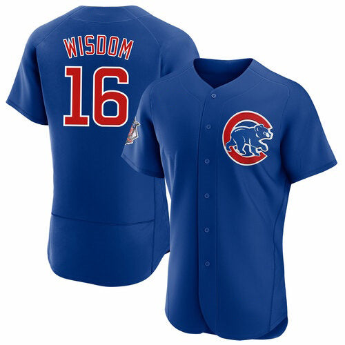 Chicago Cubs #16 Patrick Wisdom Blue AmberGomez Flex Base Stitched Jersey