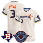 Houston Astros #3 Jeremy Pena Player Cream AmberGomez City Connect Texas Patch Vapor Premier Limited Elite Home Stitched Jerseys