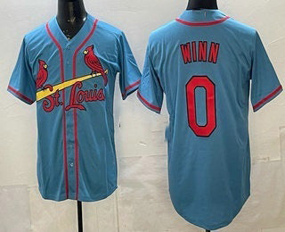 St Louis Cardinals #0 Masyn Winn Blue AmberGomez Cool Base Jersey