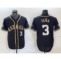 Houston Astros #3 Jeremy Pena Black Gold AmberGomez Player Number Cool Base Jersey
