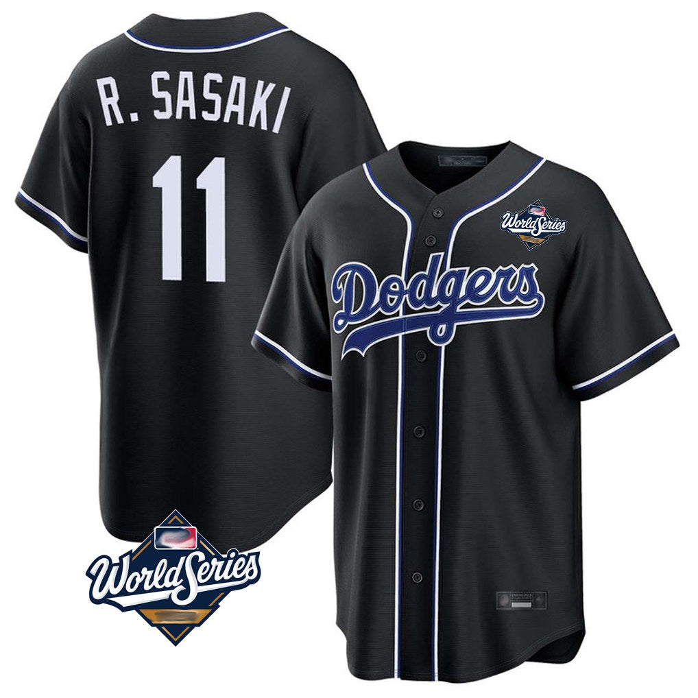 Los Angeles Dodgers #11 Roki Sasaki Player Black AmberGomez World Series Carbon Limited Home Stitched Jerseys