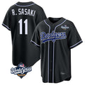Los Angeles Dodgers #11 Roki Sasaki Player Black AmberGomez World Series Carbon Limited Home Stitched Jerseys