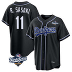 Los Angeles Dodgers #11 Roki Sasaki Player Black AmberGomez World Series Carbon Limited Home Stitched Jerseys