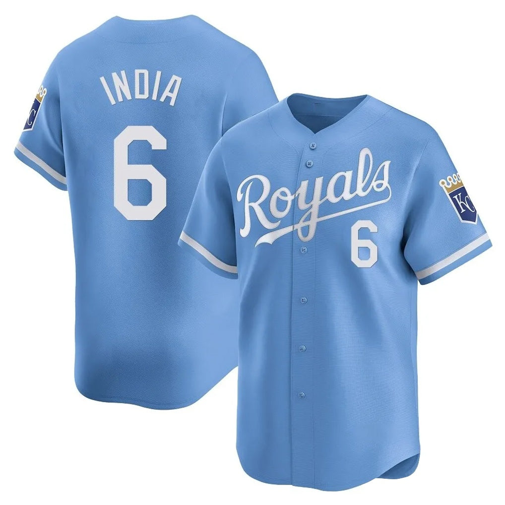Kansas City Royals #6 Jonathan India Player Light Blue AmberGomez Alt Limited Home Stitched Jerseys