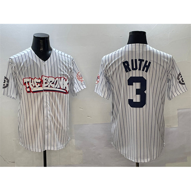New York Yankees #3 Babe Ruth White AmberGomez Bronx Graffiti Vapor Limited Stitched Jersey