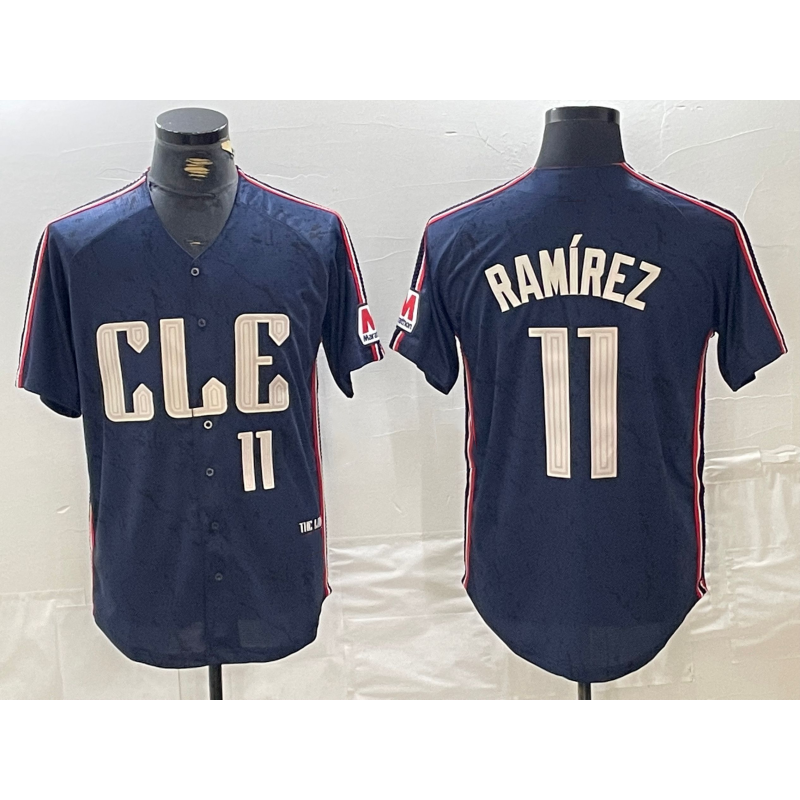 Cleveland Guardians #11 Jose Ramirez Number Navy AmberGomez 2024 City Connect Limited Stitched Jersey