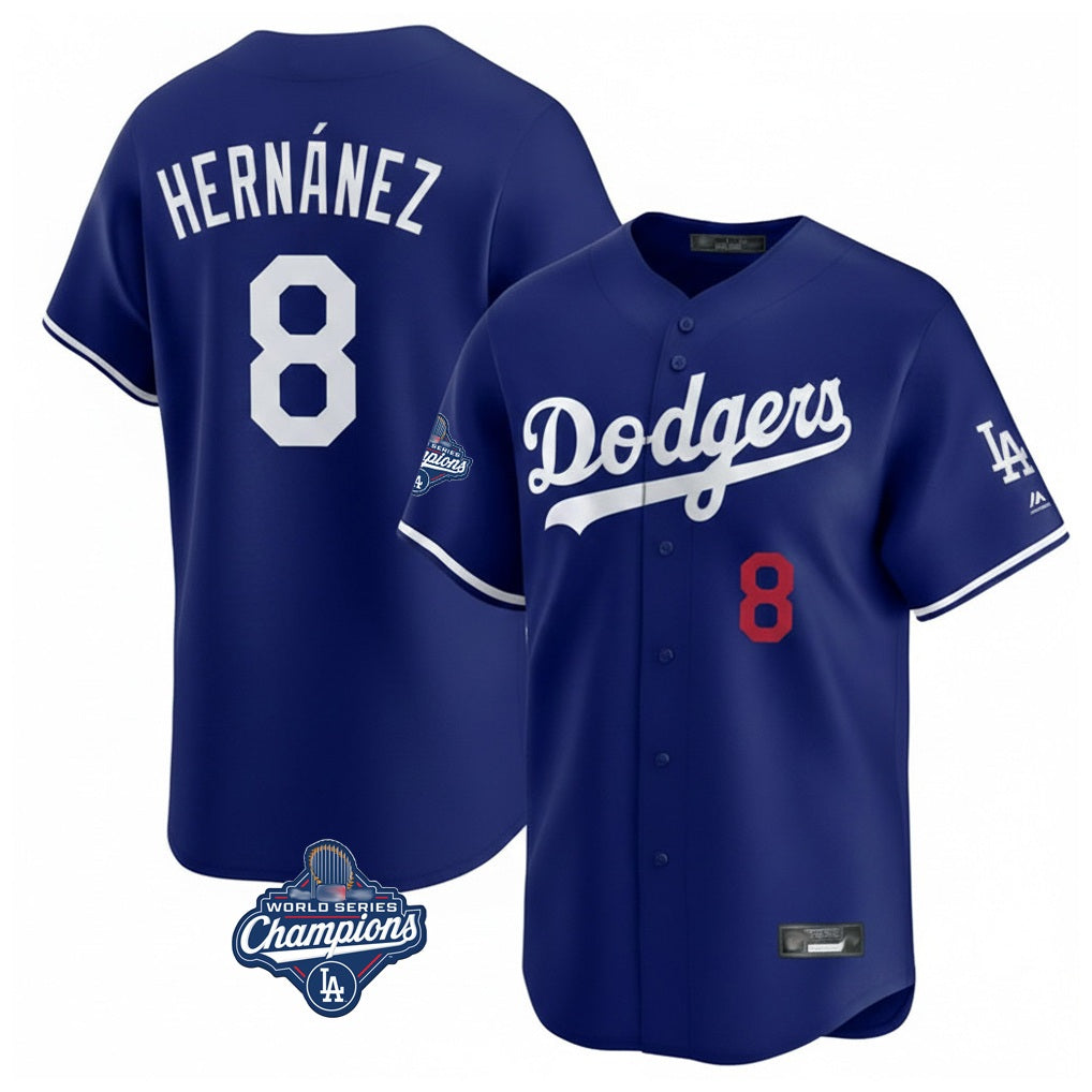 Los Angeles Dodgers #8 Enrique Hern¨¢ndez Player Royal AmberGomez World Series Meet Limited Home Stitched Jerseys