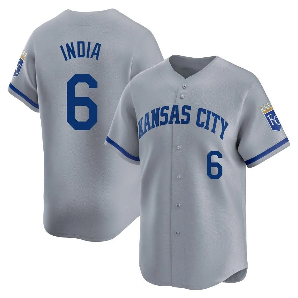 Kansas City Royals #6 Jonathan India Player Gray AmberGomez Limited Home Stitched Jerseys