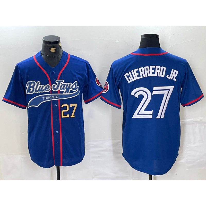 Toronto Blue Jays #27 Vladimir Guerrero Jr Blue AmberGomez Cool Base Stitched Jerseys