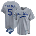 Los Angeles Dodgers #5 Freddie Freeman Player Gray AmberGomez World Series Meet Game Limited Home Stitched Jerseys