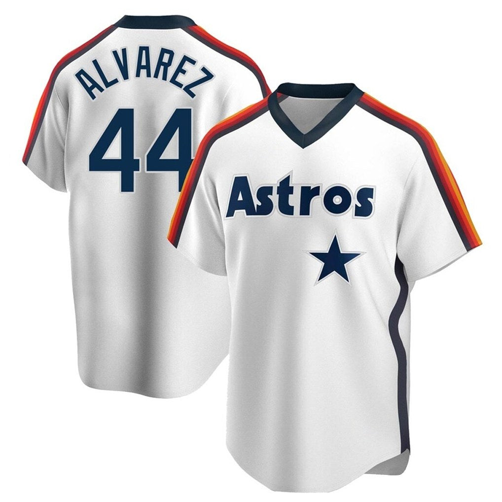 Houston Astros #44 Yordan Alvarez Player White AmberGomez Cooperstown Collection T-shirt Stitched Jerseys