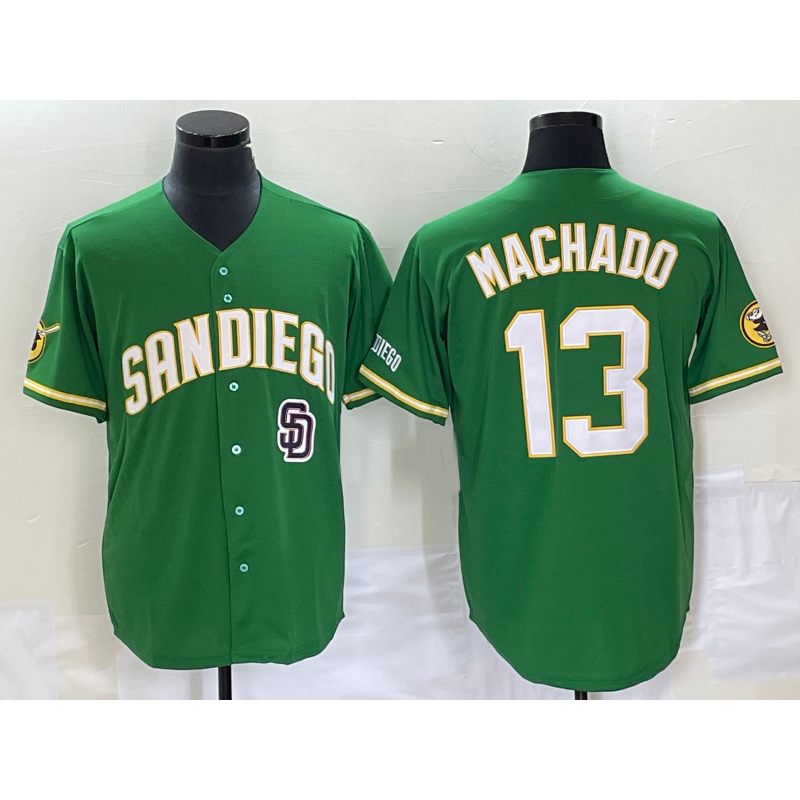 San Diego Padres #13 Manny Machado Green AmberGomez Cool Base Stitched Jersey
