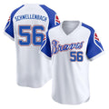 Atlanta Braves #56 Spencer Schwellenbach Player White AmberGomez Throwback Cooperstown Collection T-shirt Game Stitched Jerseys