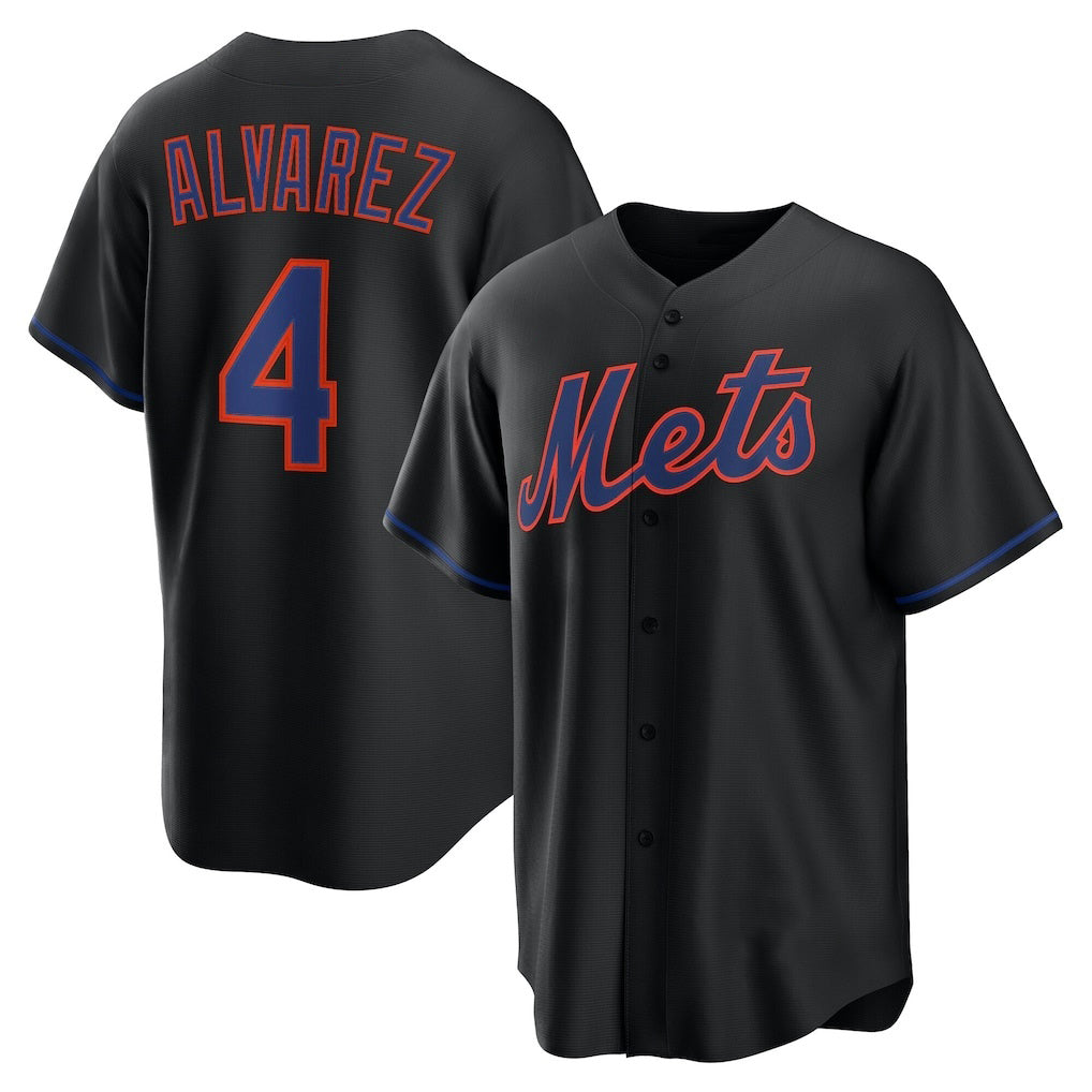 New York Mets #4 Francisco Alvarez Black AmberGomez Alternate Replica Jersey