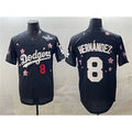 Los Angeles Dodgers #8 Enrique Hern¨¢ndez Black AmberGomez 2025 World Series Patch Tokyo Series Limited Stitched Jersey