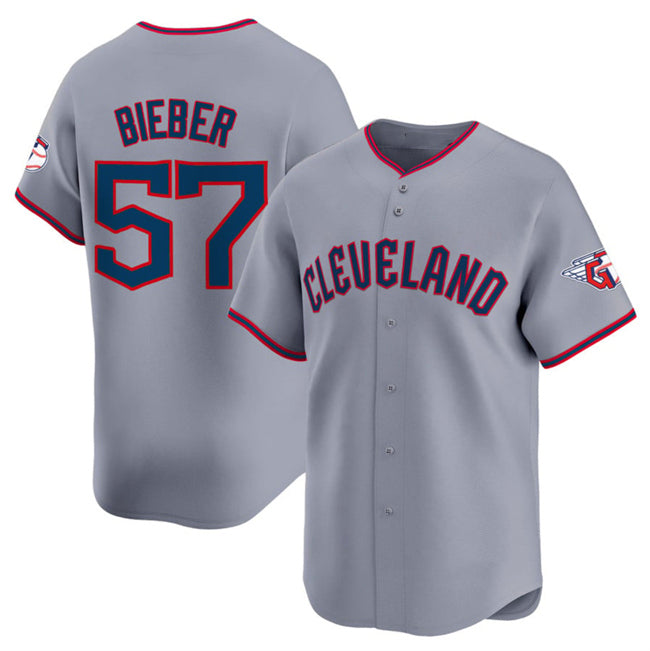 Cleveland Guardians #57 Shane Bieber Gray AmberGomez 2025 Alternate Limited Stitched Jersey