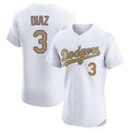 Los Angeles Dodgers #3 Edwin D¨ªaz Player Gold AmberGomez Limited Elite Home Stitched Jerseys