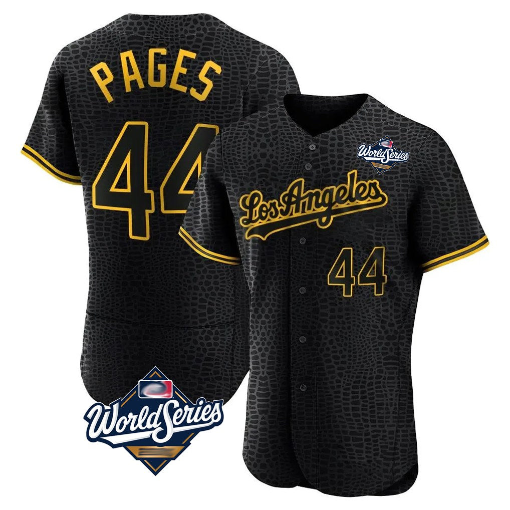 Los Angeles Dodgers #44 Andy Pages Player Black AmberGomez World Series Snake Skin City Limited Elite Home Stitched Jerseys
