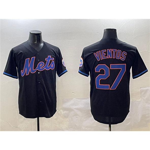 New York Mets #27 Mark Vientos Black AmberGomez Cool Base Stitched Jersey