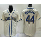 Seattle Mariners #44 Julio Rodriguez Cream AmberGomez Stitched Cool Base Jersey