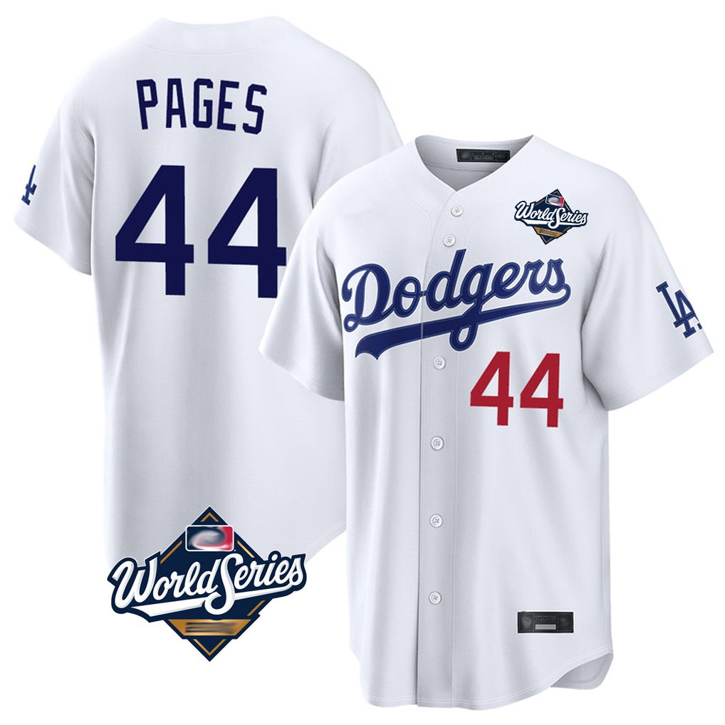 Los Angeles Dodgers #44 Andy Pages Player White AmberGomez World Series Home Game Stitched Jerseys