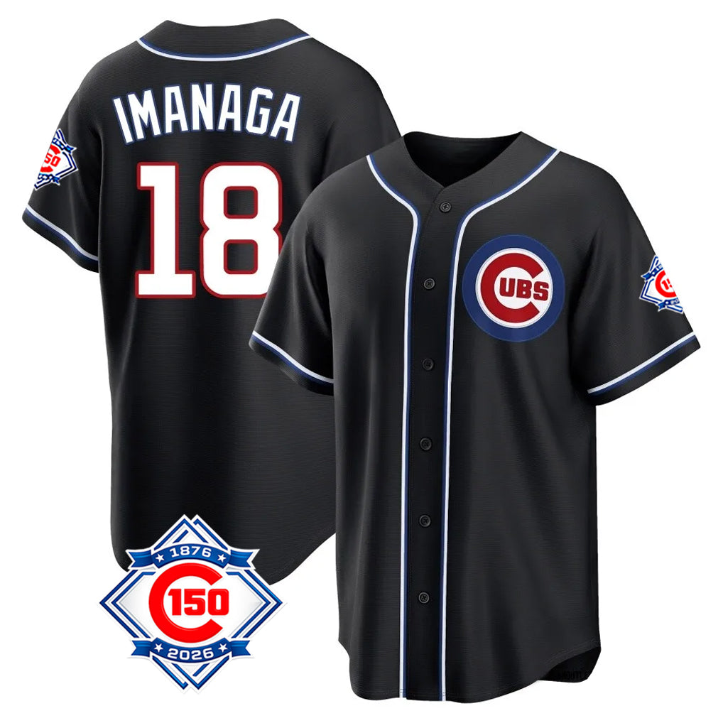 Chicago Cubs #18 Shota Imanaga Player Black AmberGomez Fashion Out 150th Anniversary Game Stitched Jerseys