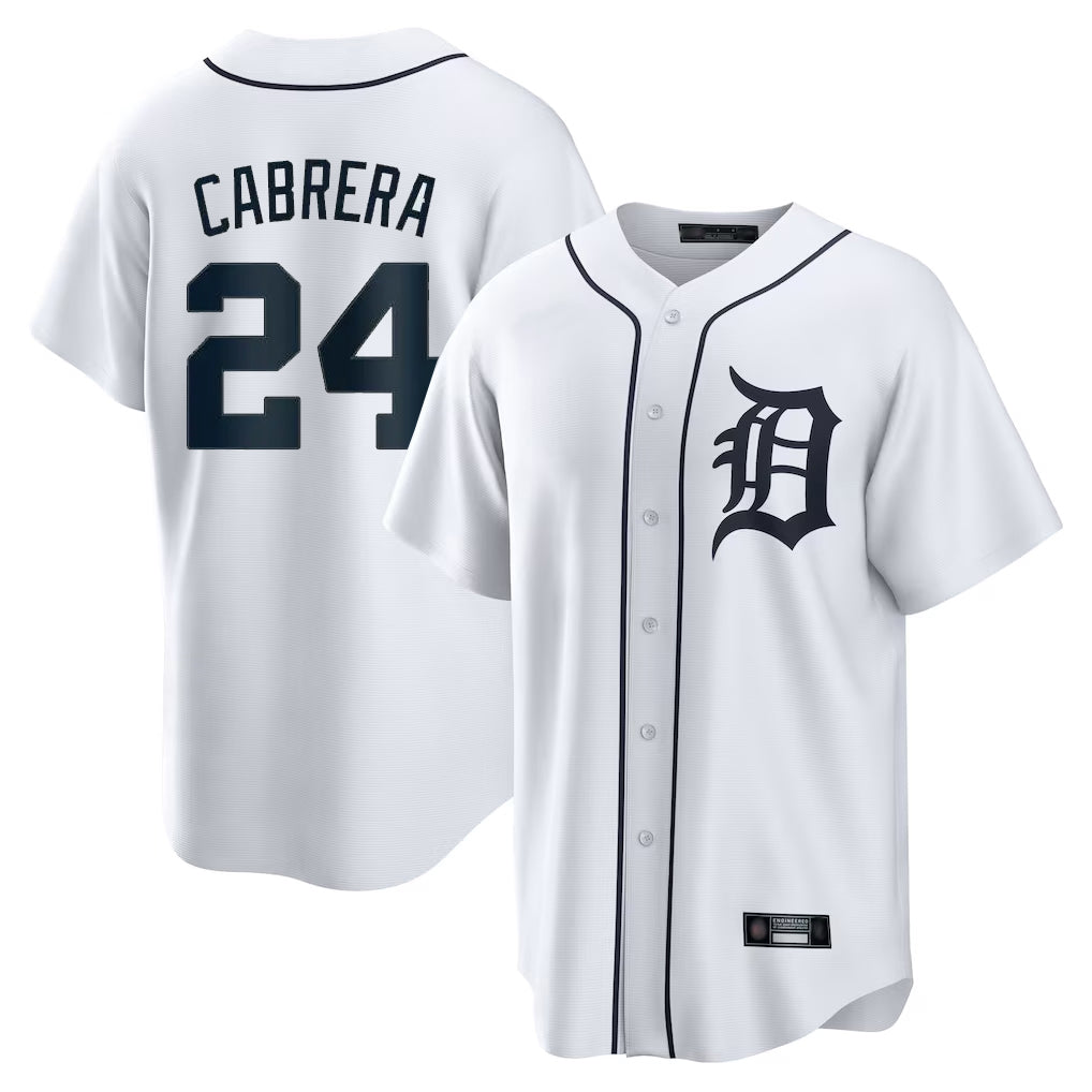 Detroit Tigers #24 Miguel Cabrera Player White AmberGomez Home Game Stitched Jerseys